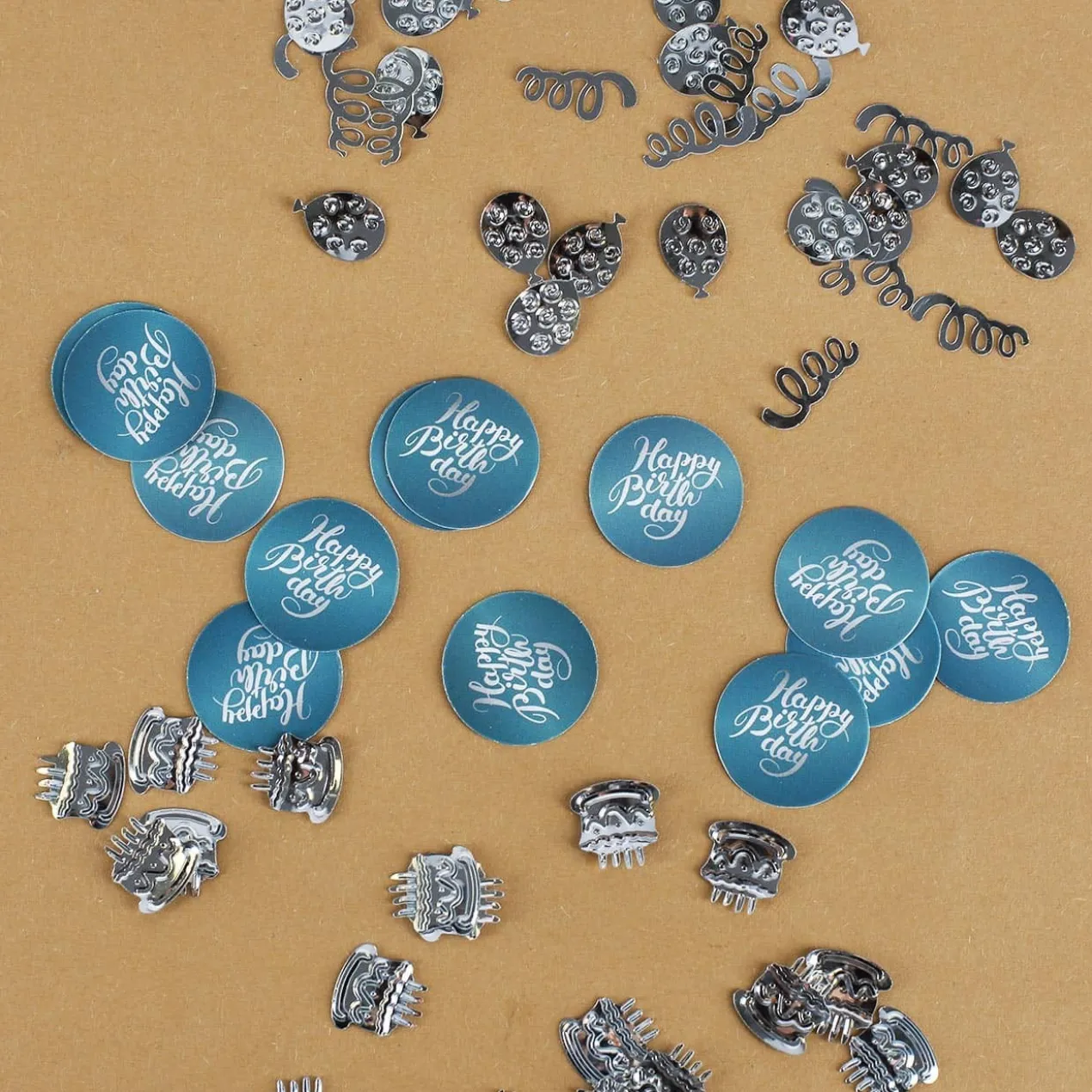 Konfetti Happy Birthday türkis/silber