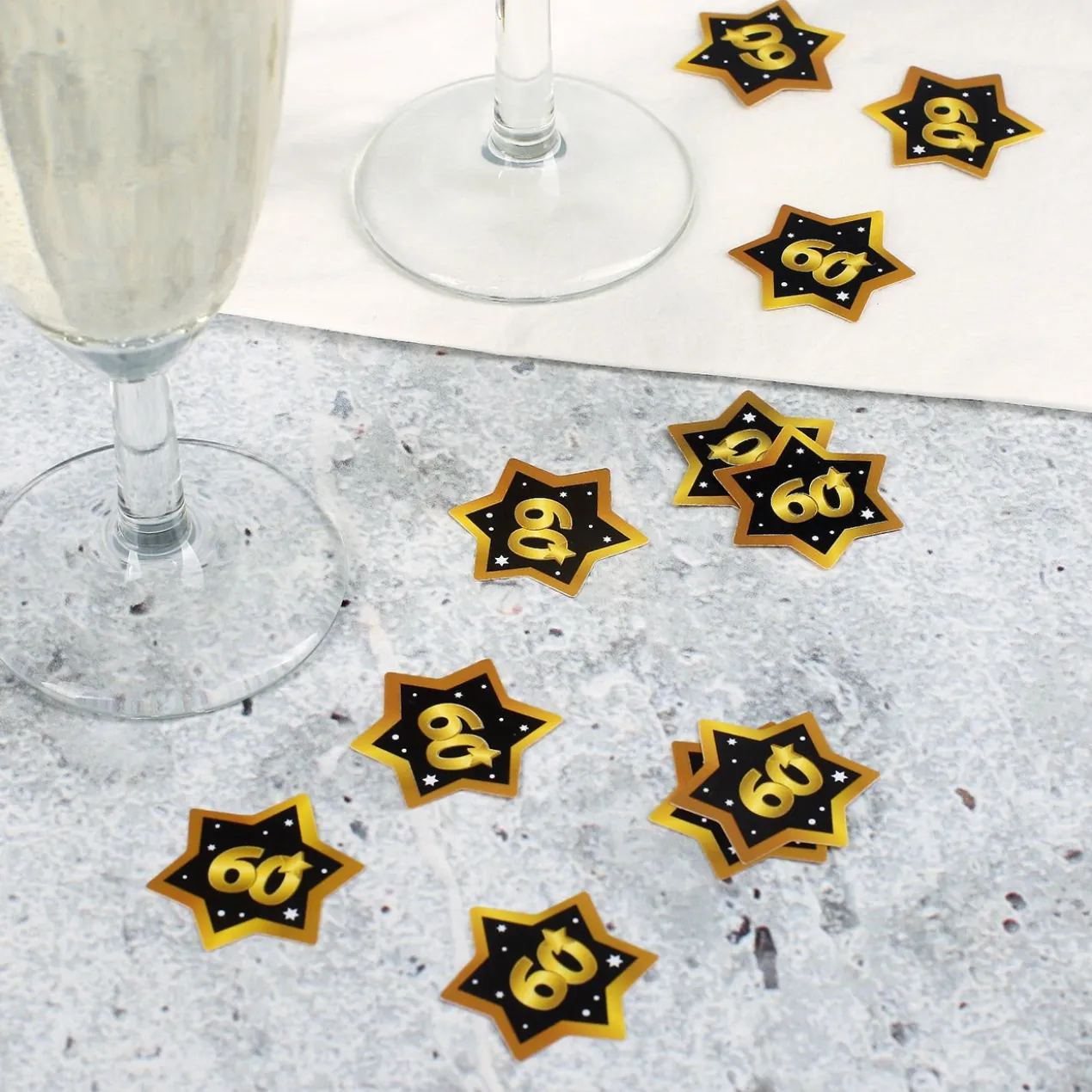Konfetti zum 60. Geburtstag - Star in Gold und Schwarz