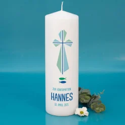 Konfirmationskerze für Jungen - Er hat seinen Engeln befohlen...