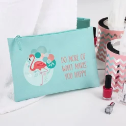 Kosmetiktasche mit Flamingo und Wunschtext