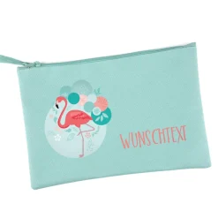 Kosmetiktasche mit Flamingo und Wunschtext