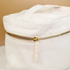 Kosmetiktasche personalisiert mit Name & Seerose | Kulturbeutel aus Baumwolle Geschenkidee