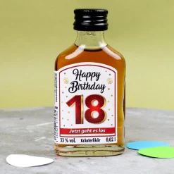 Kräuterlikör - Happy Birthday mit Spruch | Schnaps zum runden Geburtstag