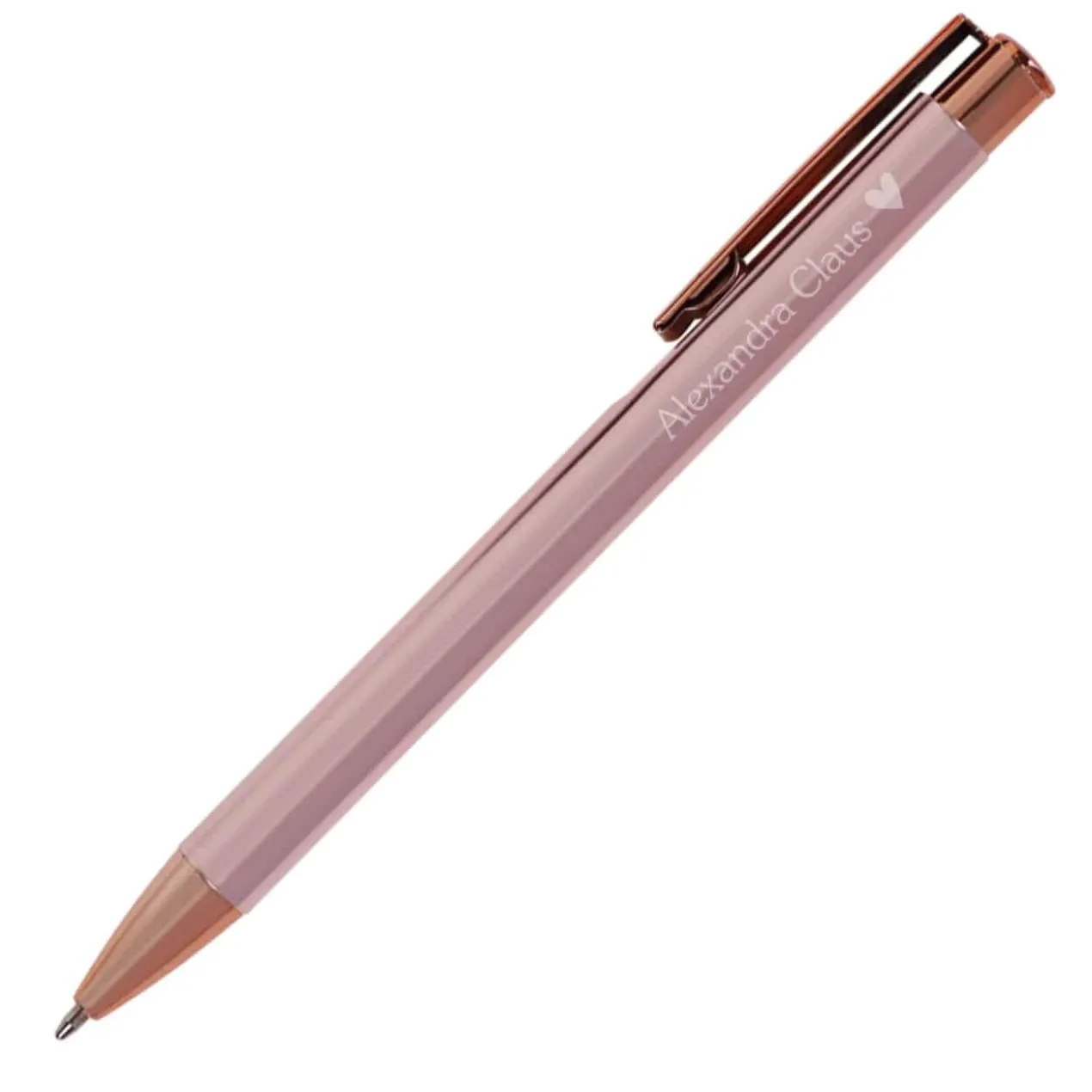 Kugelschreiber mit Wunschschriftart und Symbolen graviert - in rosa oder grau