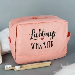 Kulturbeutel 'Lieblings' mit Wunschaufdruck | Personalisierte Waschtasche | 3 Farben