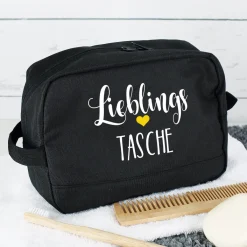Kulturbeutel 'Lieblings' mit Wunschaufdruck | Personalisierte Waschtasche | 3 Farben