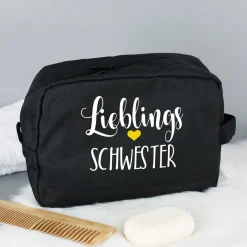 Kulturbeutel 'Lieblings' mit Wunschaufdruck | Personalisierte Waschtasche | 3 Farben