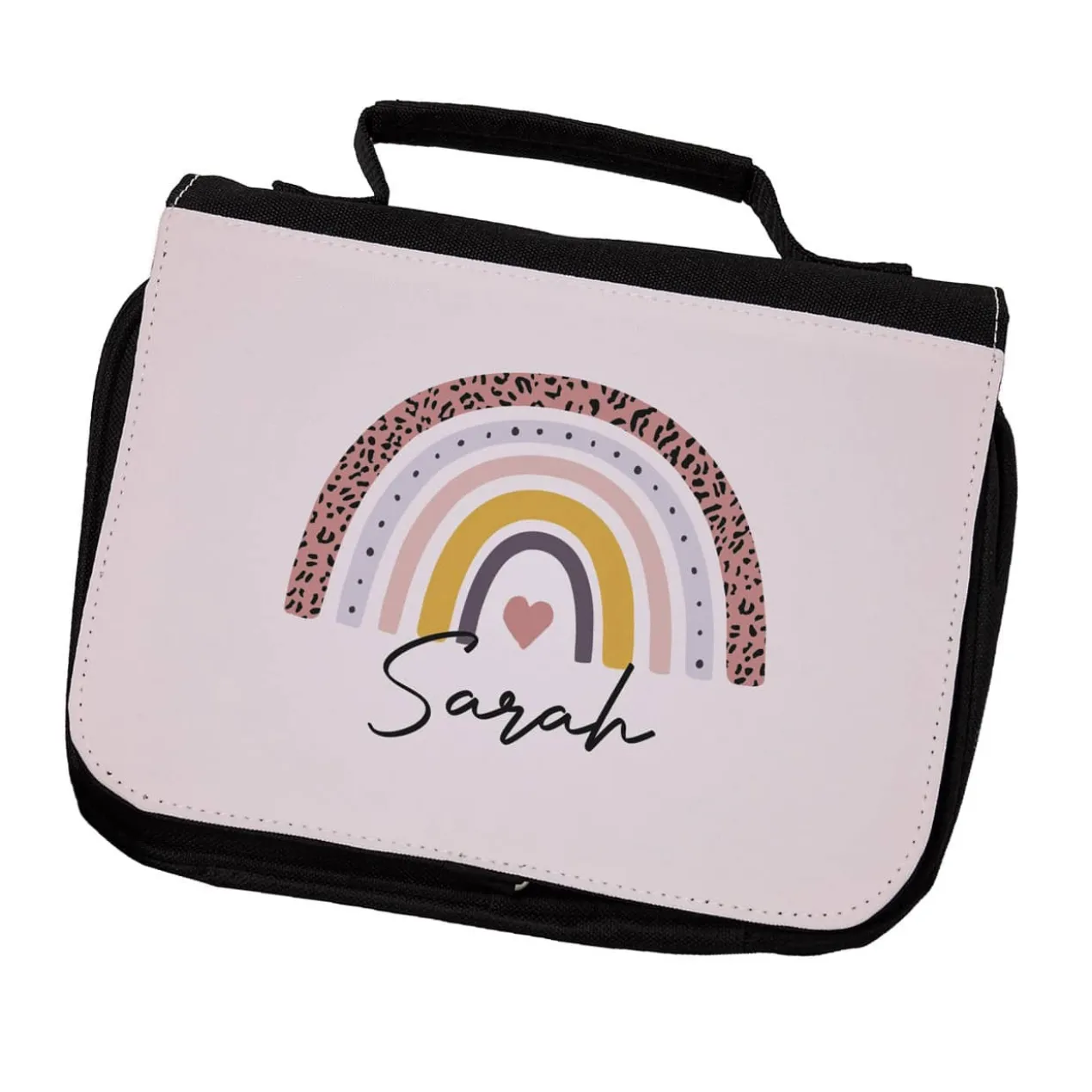 Kulturtasche mit Regenbogen-Motiv und Name