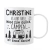 Kunststofftasse für Camper - Es gibt viele Wege zum Glück - mit Namensaufdruck