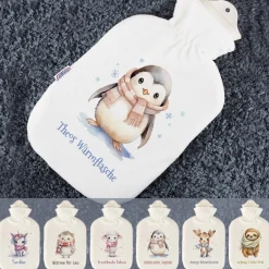 Kuschelige Wärmflasche mit 7 winterlichen Tiermotiven zur Auswahl