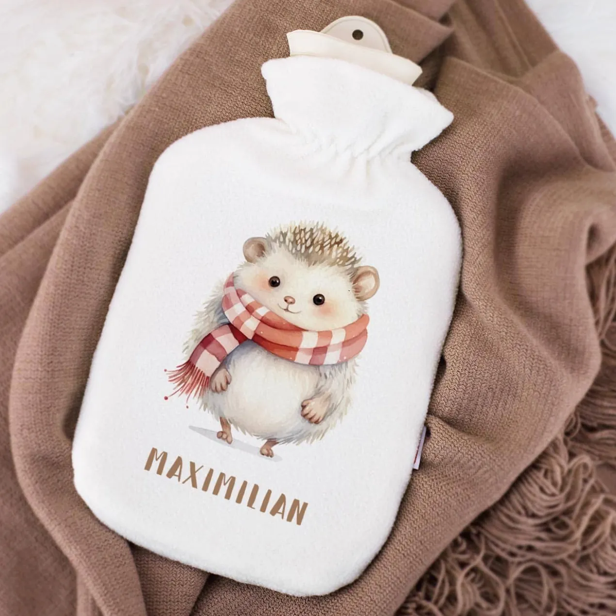 Kuschelige Wärmflasche mit 7 winterlichen Tiermotiven zur Auswahl