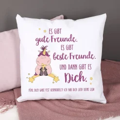 Kuschelkissen für Freundinnen mit Knuddelhorn und Ihrem Wunschtext