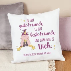 Kuschelkissen für Freundinnen mit Knuddelhorn und Ihrem Wunschtext