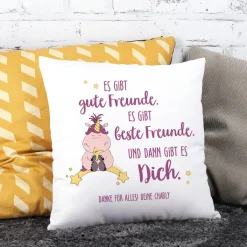 Kuschelkissen für Freundinnen mit Knuddelhorn und Ihrem Wunschtext