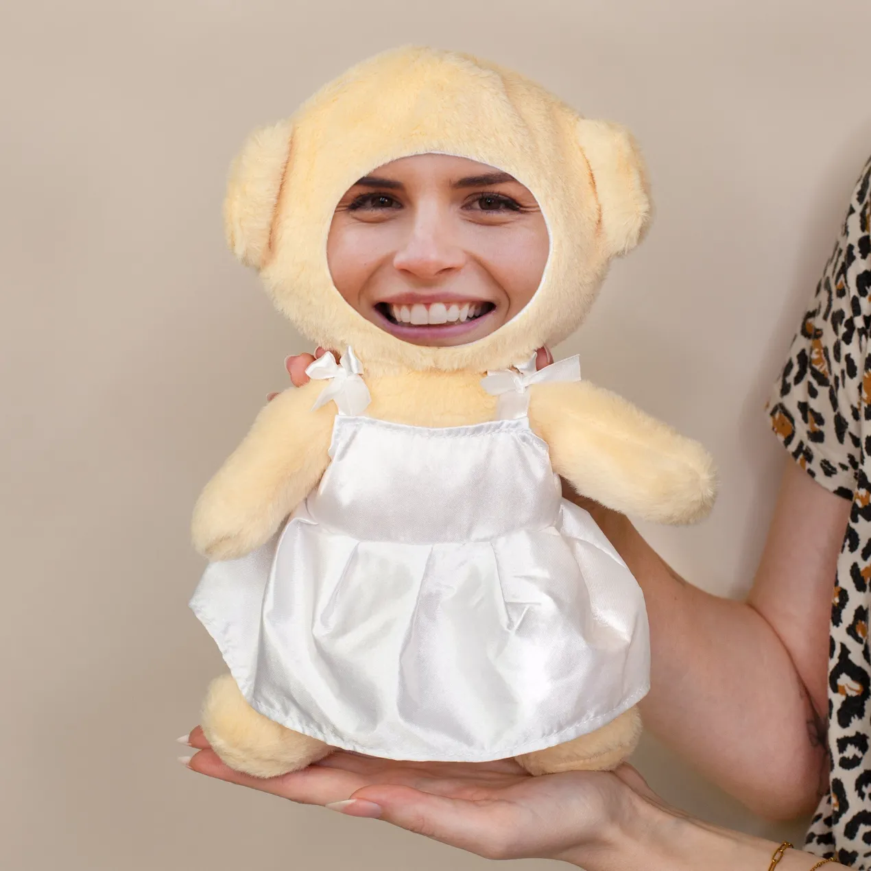 Kuscheltier Brautpaar personalisiert mit Foto Gesicht | Ehefrauen Teddy Hochzeitsgeschenk