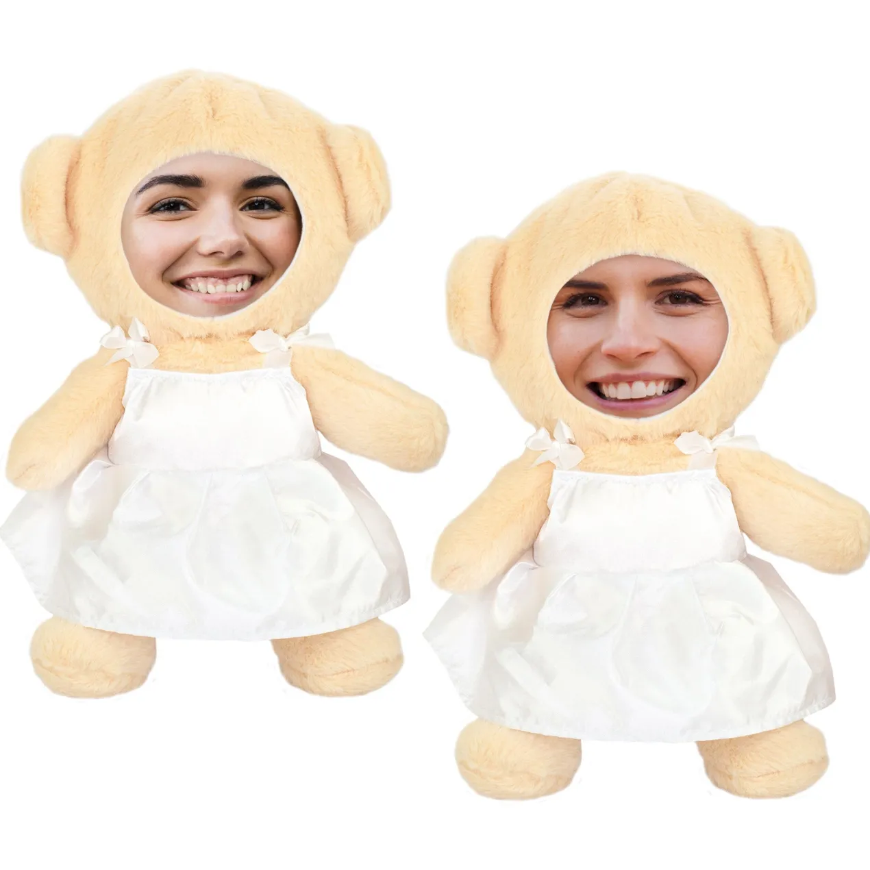Kuscheltier Brautpaar personalisiert mit Foto Gesicht | Ehefrauen Teddy Hochzeitsgeschenk