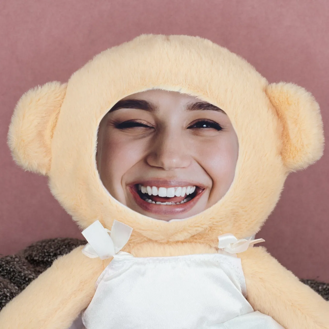 Kuscheltier Brautpaar personalisiert mit Foto Gesicht | Ehefrauen Teddy Hochzeitsgeschenk