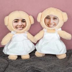 Kuscheltier Brautpaar personalisiert mit Foto Gesicht | Ehefrauen Teddy Hochzeitsgeschenk