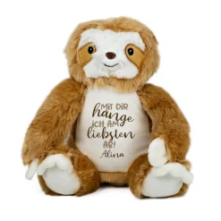 Kuscheltier Faultier mit Name personalisiert | Mit dir hänge ich am liebsten ab! Plüschtier