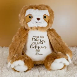 Kuscheltier Faultier mit Name personalisiert | Mit dir hänge ich am liebsten ab! Plüschtier