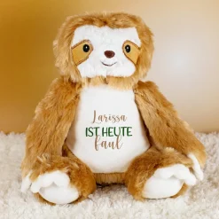 Kuscheltier Faultier mit Name & '...ist heute faul' personalisiert | Plüschtier-Geschenk