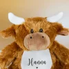Kuscheltier Kuh mit Herzmotiv & Name personalisiert | Flauschiges Plüschtier-Geschenk