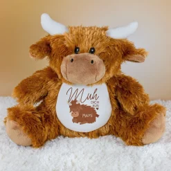 Kuscheltier Kuh mit Spruch 'Muh dich aus' & Name personalisiert | Lustiges Plüschtier-Geschenk