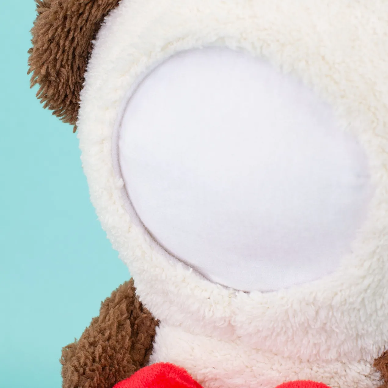 Kuscheltier personalisiert mit Foto Gesicht | Teddy mit Herz als lustiges Geschenk