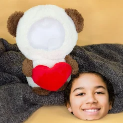 Kuscheltier personalisiert mit Foto Gesicht | Teddy mit Herz als lustiges Geschenk