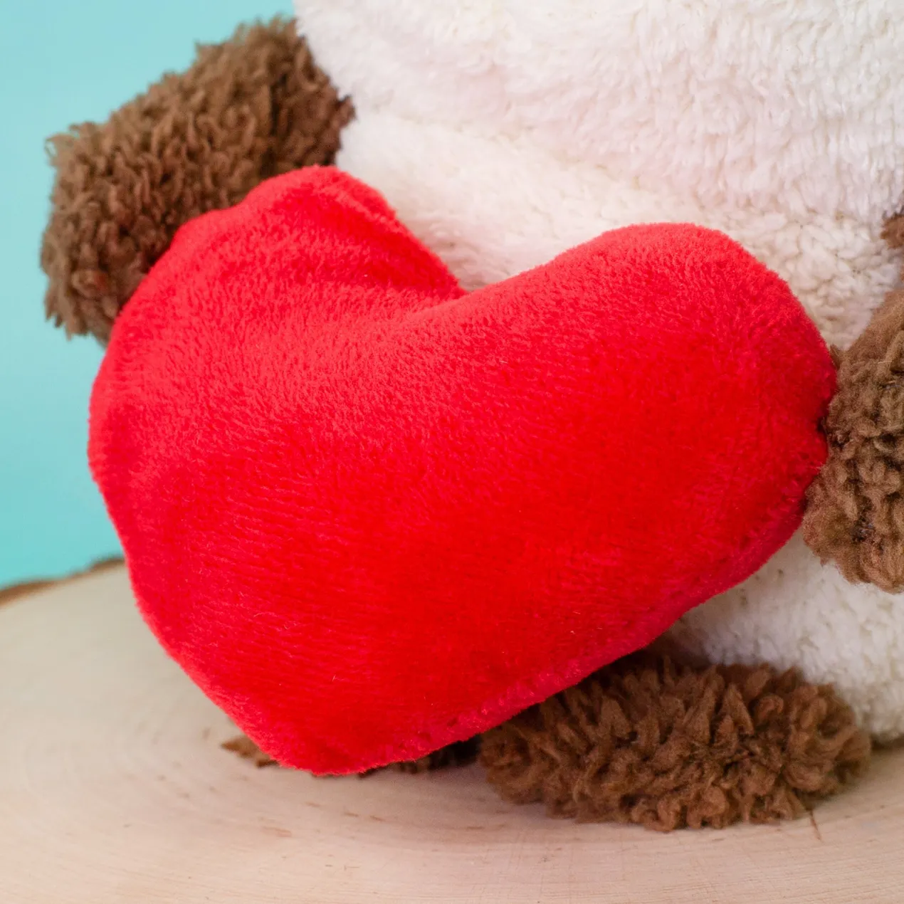 Kuscheltier personalisiert mit Foto Gesicht | Teddy mit Herz als lustiges Geschenk