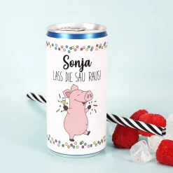 Lass die Sau raus! - Seccodose zum Geburtstag mit Name