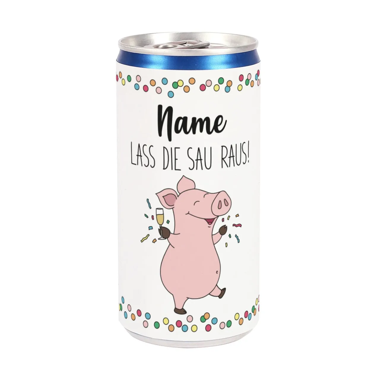 Lass die Sau raus! - Seccodose zum Geburtstag mit Name