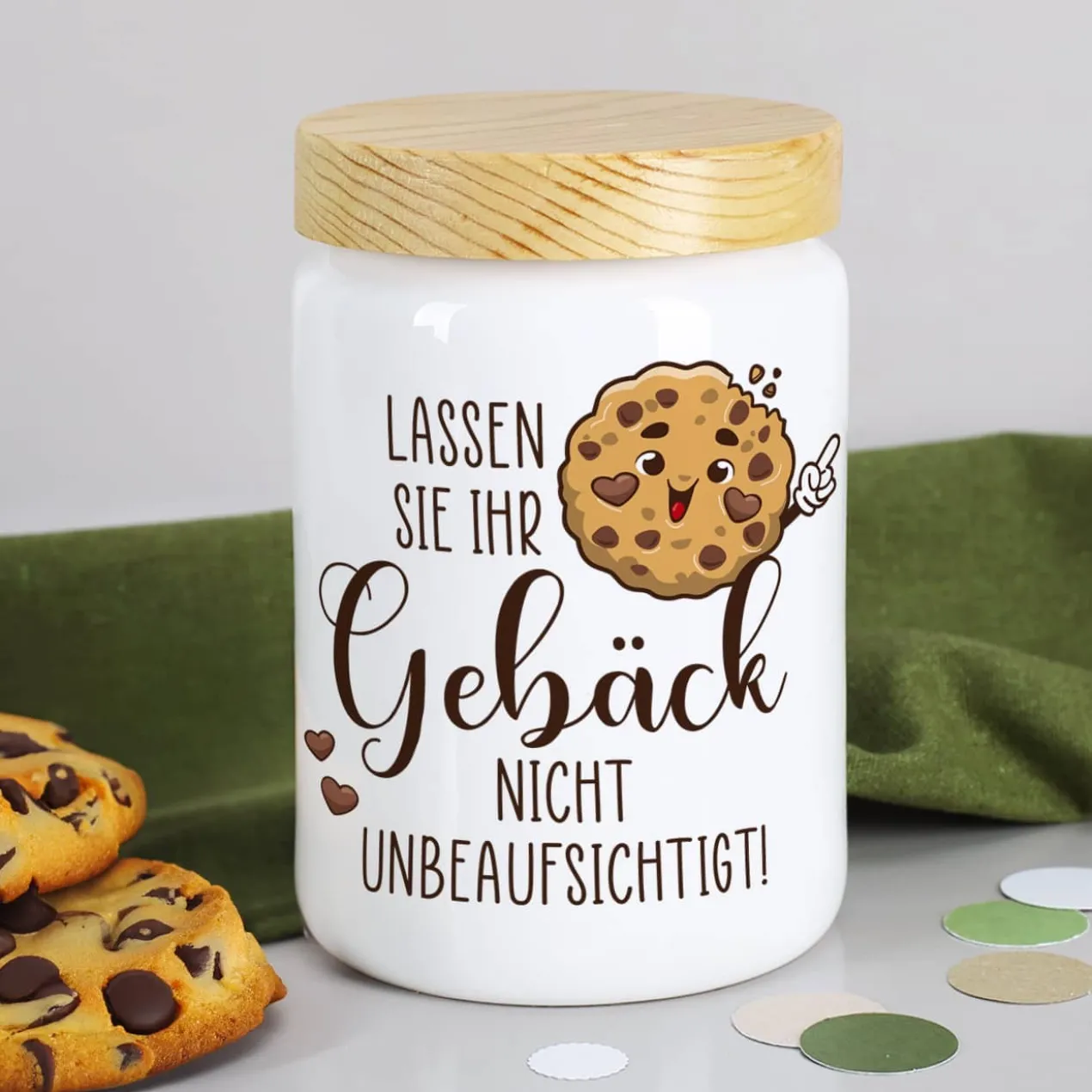 Lassen Sie Ihr Gebäck nicht unbeaufsichtigt! - Keksdose aus Keramik