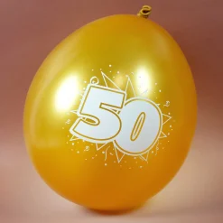 Latex Ballon 50 in Gold zur goldenen Hochzeit - 8 Stück