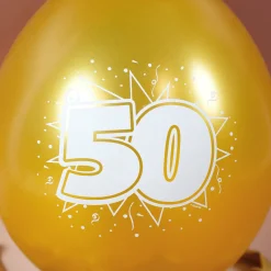 Latex Ballon 50 in Gold zur goldenen Hochzeit - 8 Stück