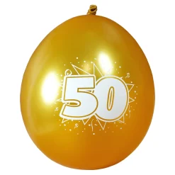 Latex Ballon 50 in Gold zur goldenen Hochzeit - 8 Stück
