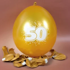 Latex Ballon 50 in Gold zur goldenen Hochzeit - 8 Stück