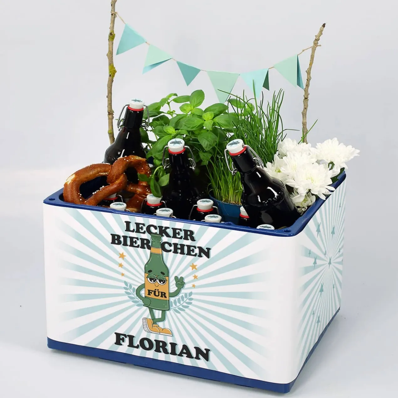 Lecker Bierchen - Bierkastenbanderole und Flaschenaufkleber im Set