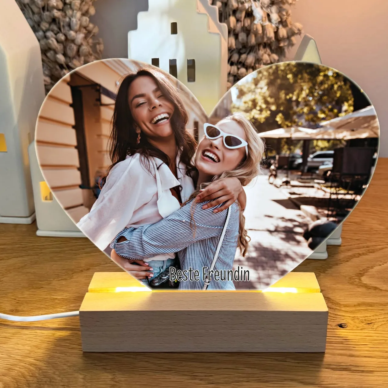 LED Acrylglas Licht Herz bedruckt mit Foto und Namen