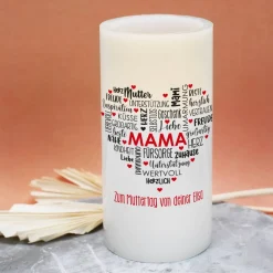 LED Kerze für die Mama mit Ihrem Wunschtext