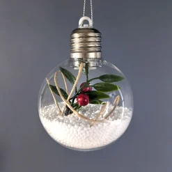 LED Weihnachtskugeln mit Schnee und Zweig in 3 Formen