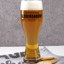Legendaddy - Weizenbierglas mit Name und Jahr für Väter