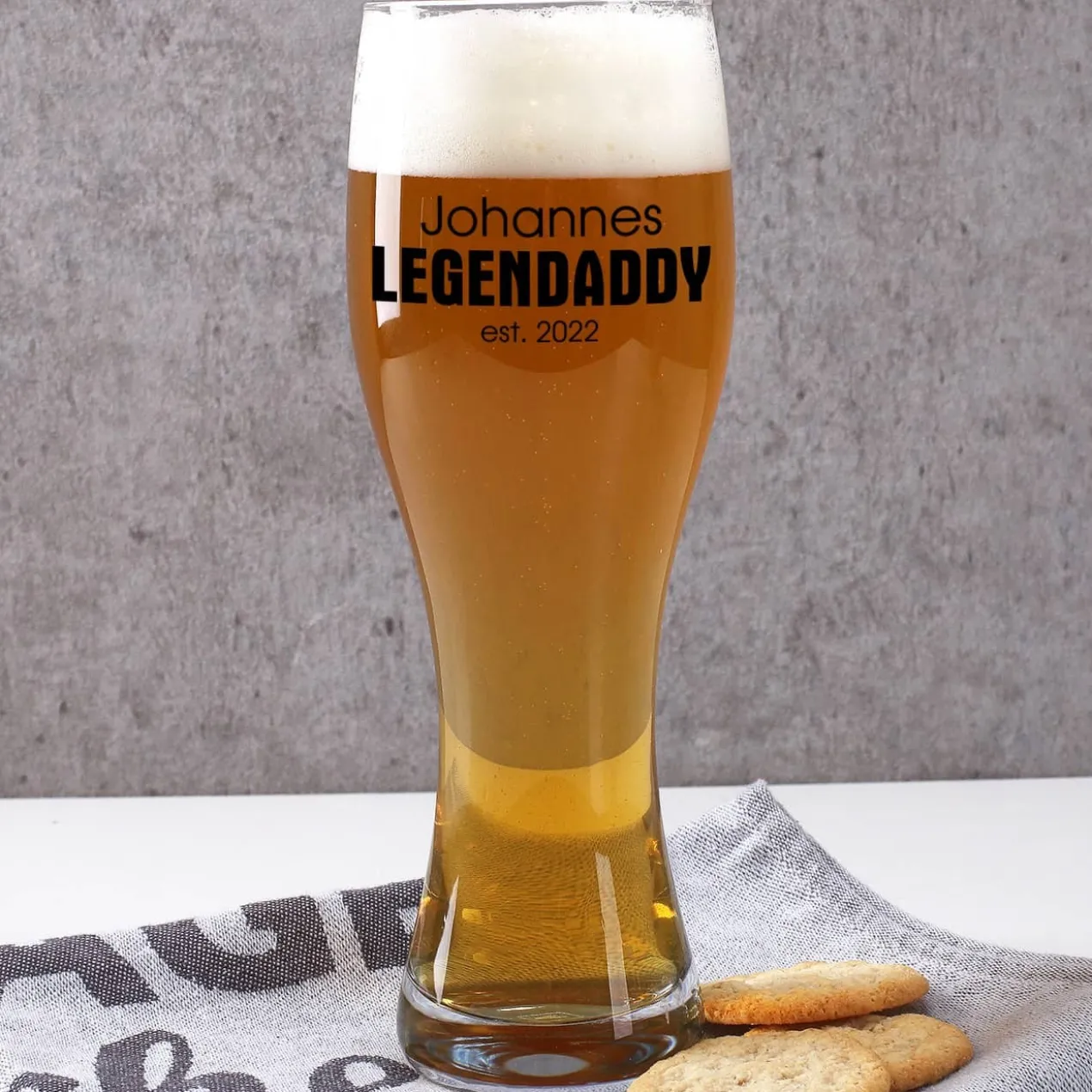 Legendaddy - Weizenbierglas mit Name und Jahr für Väter