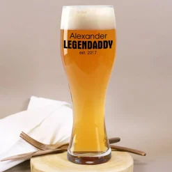 Legendaddy - Weizenbierglas mit Name und Jahr für Väter