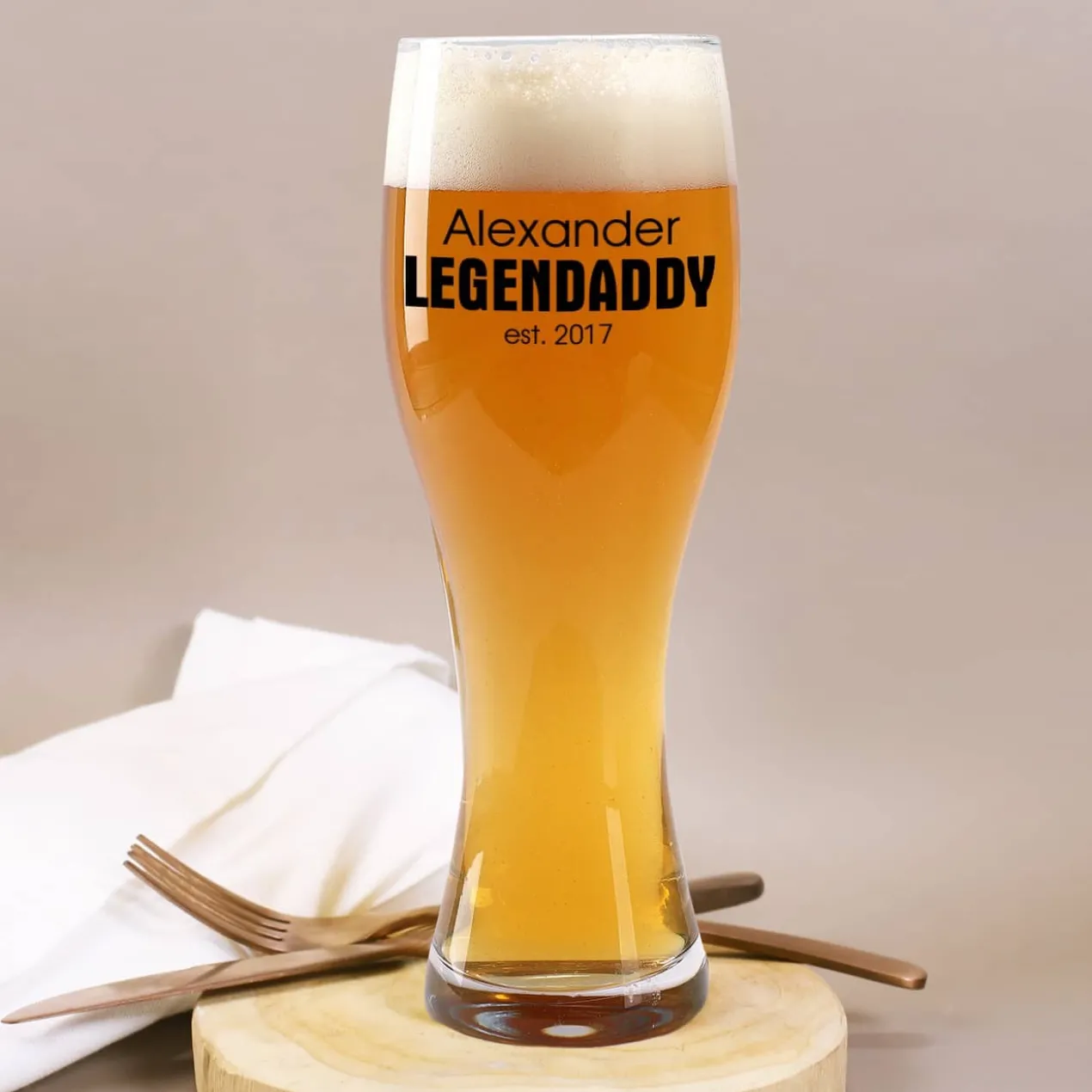 Legendaddy - Weizenbierglas mit Name und Jahr für Väter