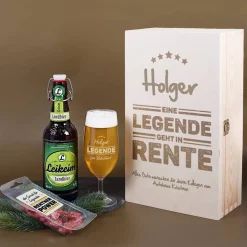 Legende in Rente - Geschenkset zum Ruhestand mit Bier, Glas und Snack