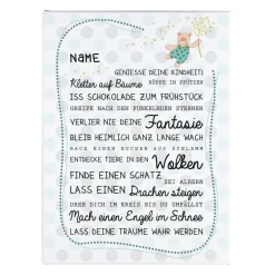 Leinwand für Jungen bedruckt 30 x 40 cm mit Name und Spruch