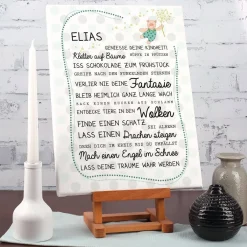 Leinwand für Jungen bedruckt 30 x 40 cm mit Name und Spruch