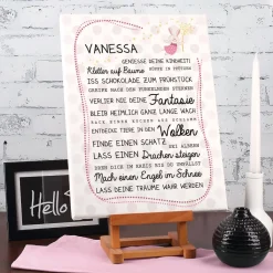 Leinwand für Mädchen bedruckt 30 x 40 cm mit Name und Spruch