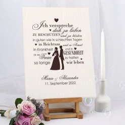 Leinwand 30 x 40 cm mit Ehegelübde und Wunschnamen
